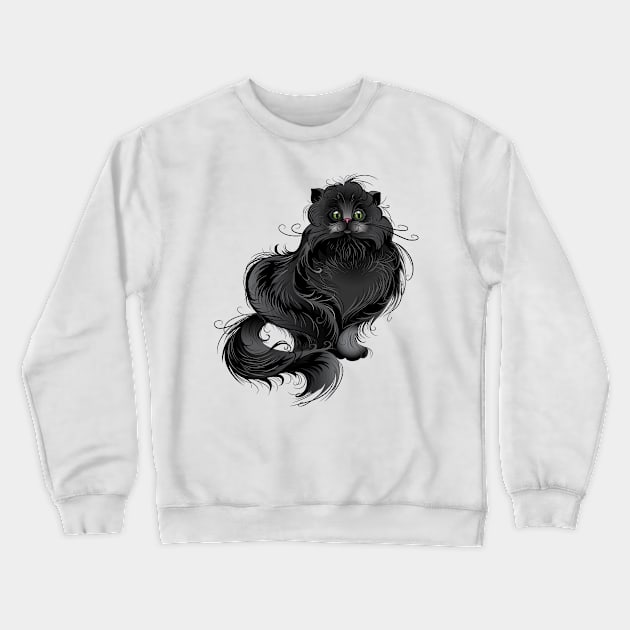 Fluffy black cat ( Fat cat ) Crewneck Sweatshirt by Blackmoon9